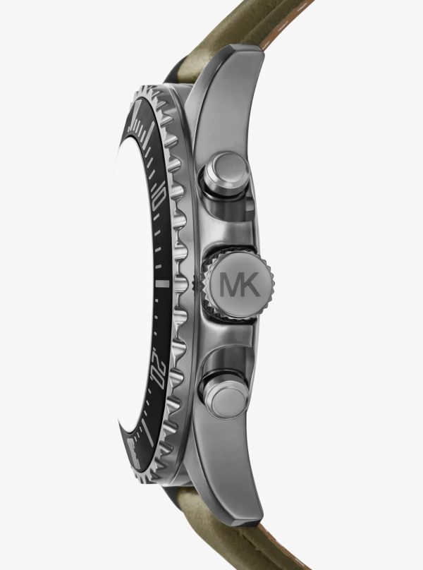 Michael Kors Oversized Everest Gunmetal-Tone and Leather Watch - Preorder