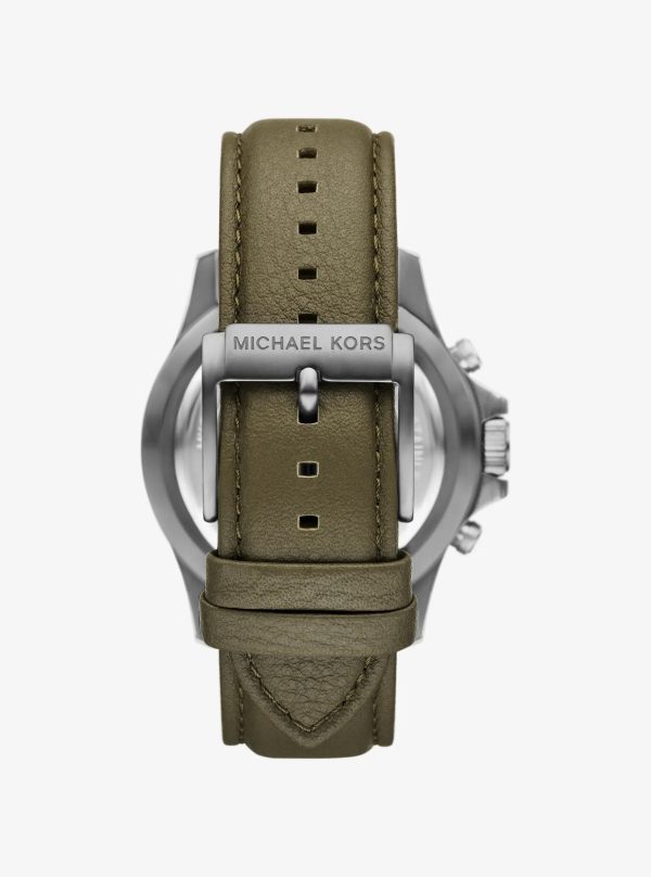 Michael Kors Oversized Everest Gunmetal-Tone and Leather Watch - Preorder