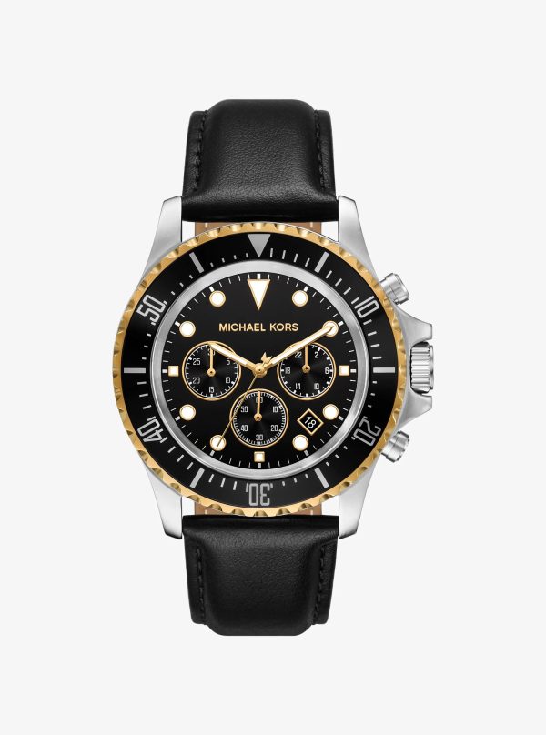 Michael Kors Oversized Everest Silver-Tone and Leather Watch - Preorder