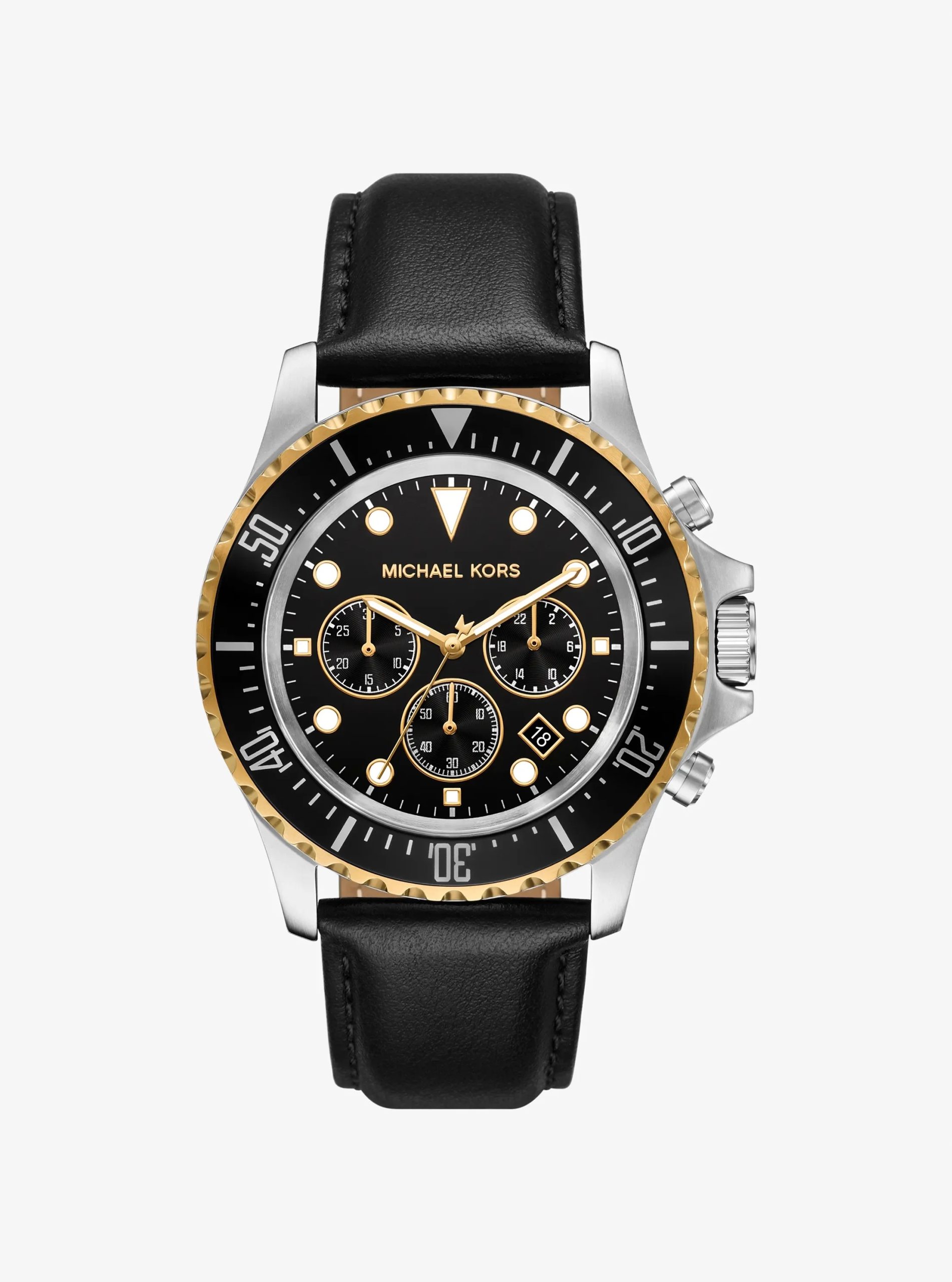 Michael Kors Oversized Everest Silver-Tone and Leather Watch - Preorder