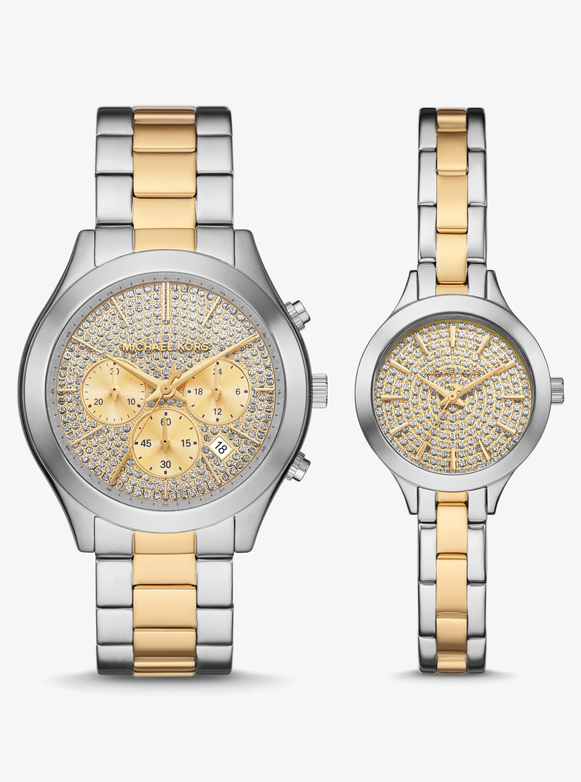 Michael Kors Aspyn His and Hers Pavé Two-Tone Watch Set - Preorder