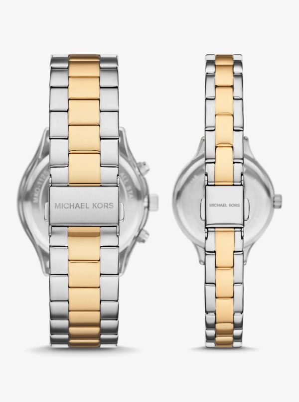 Michael Kors Aspyn His and Hers Pavé Two-Tone Watch Set - Preorder