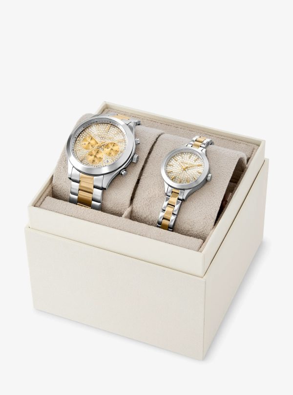 Michael Kors Aspyn His and Hers Pavé Two-Tone Watch Set - Preorder