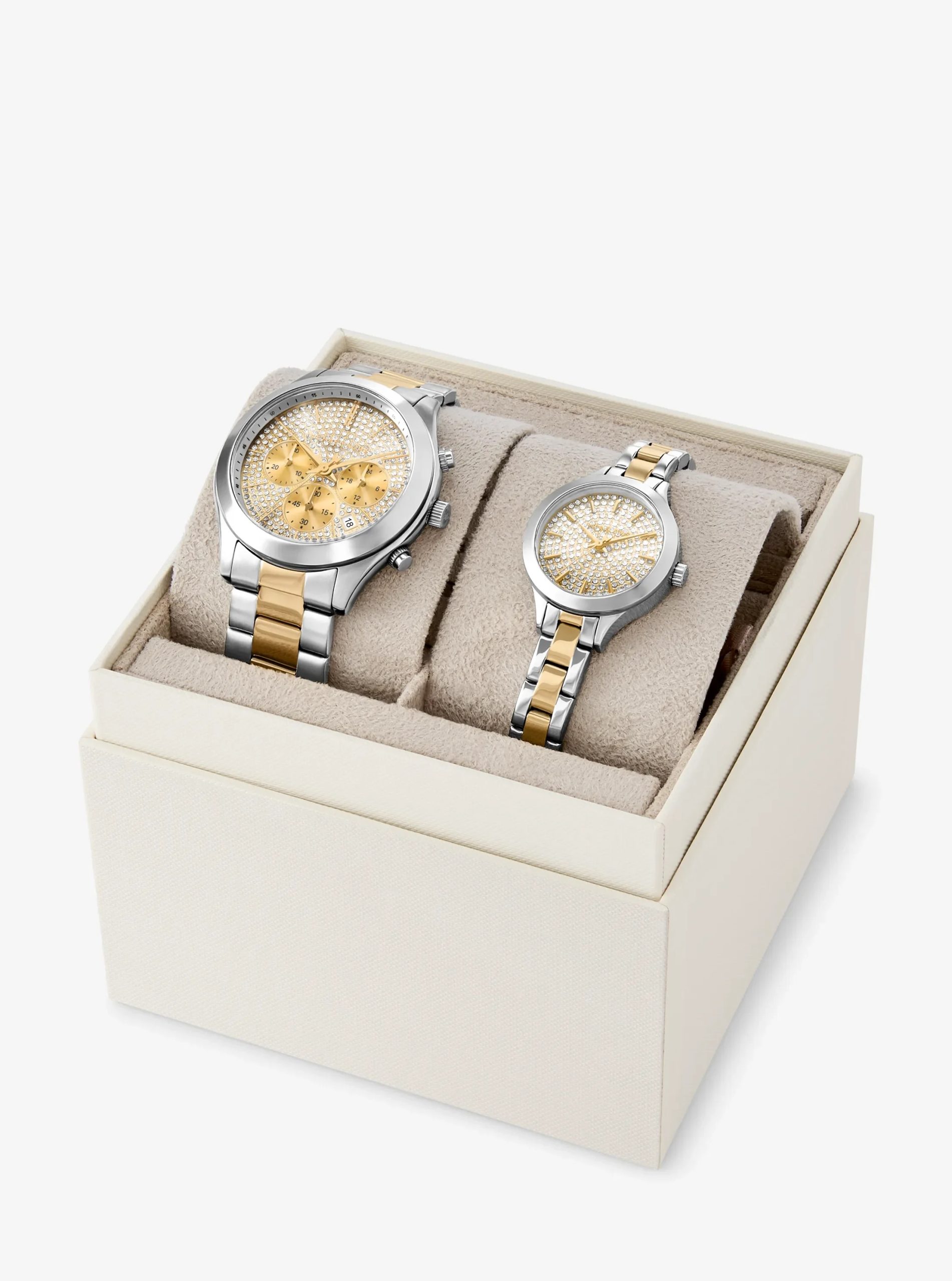Michael Kors Aspyn His and Hers Pavé Two-Tone Watch Set - Preorder