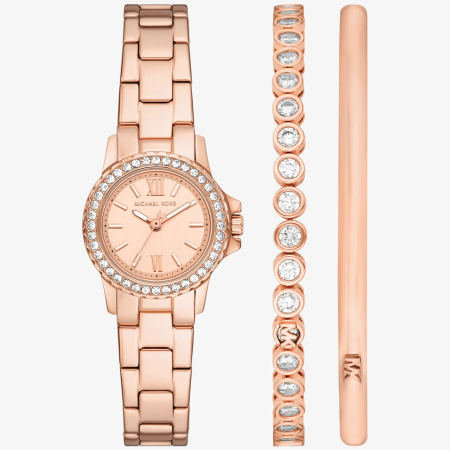 Michael Kors Petite Everest Pavé Rose Gold-Tone Watch and Bracelets Jewelry Gift Set - Preorder — Rose Gold