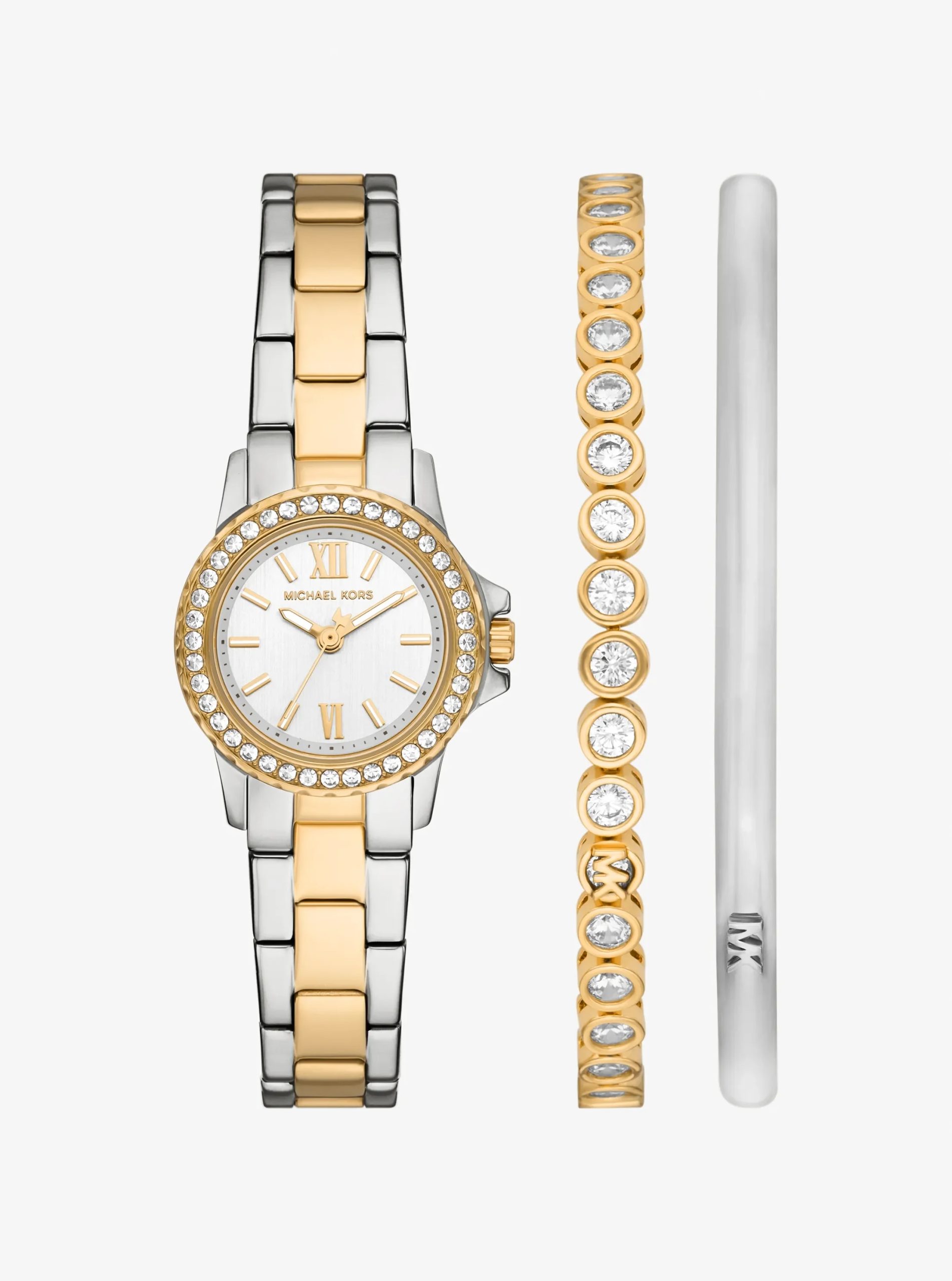 Michael Kors Petite Everest Two-Tone Watch and Pavé Bangle Jewelry Gift Set - Preorder