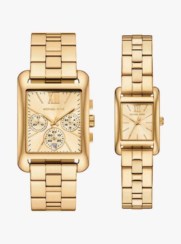 Michael Kors Monroe His and Hers Gold-Tone Watch Set - Preorder