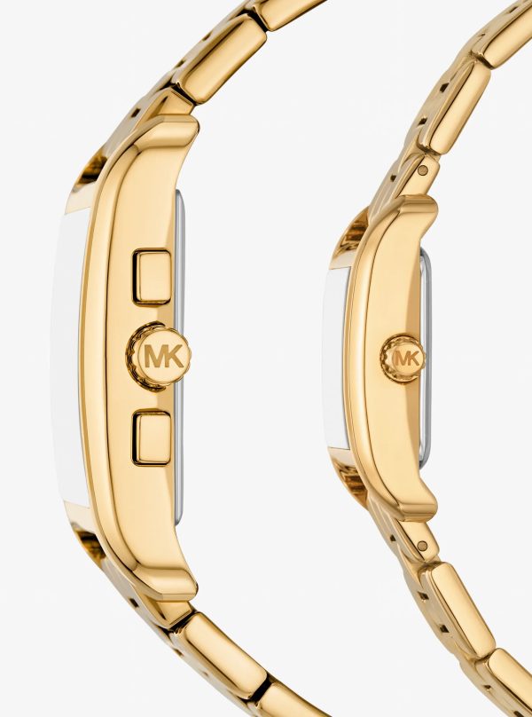 Michael Kors Monroe His and Hers Gold-Tone Watch Set - Preorder