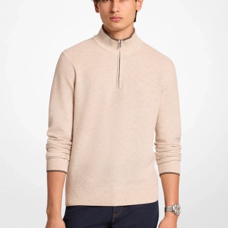 Michael Kors Wool Blend Quarter-Zip Sweater - Preorder — Lt Cream Mlg