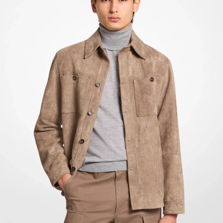 Michael Kors Microsuede Shirt Jacket - Preorder — Mushroom