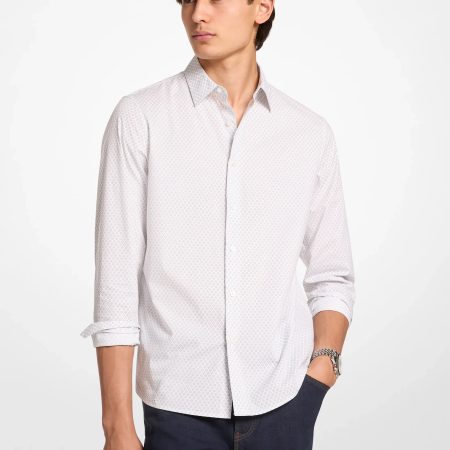 Michael Kors Printed Stretch Cotton Shirt - Preorder — White