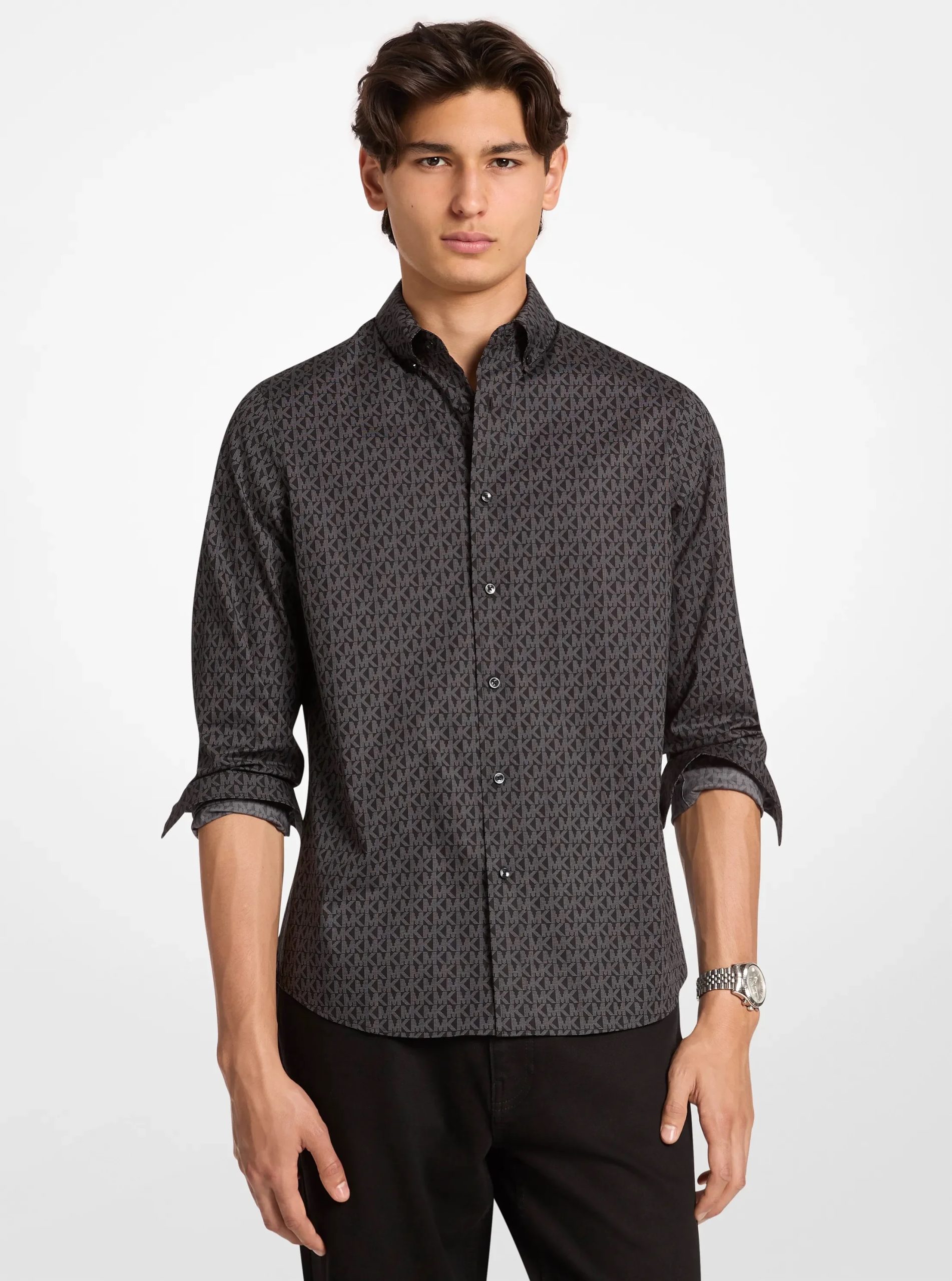 Michael Kors Signature Logo Print Stretch Cotton Shirt - Preorder