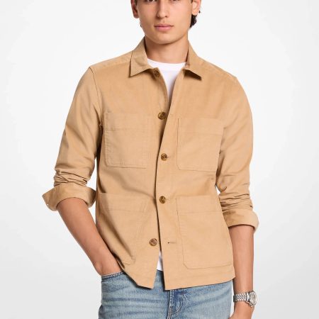 Michael Kors Cotton Blend Shirt Jacket - Preorder — Camel