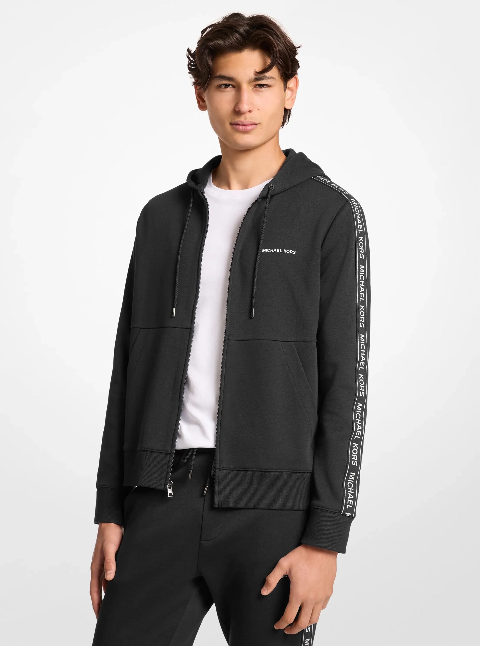 Michael Kors Logo Tape Cotton Blend Zip-Up Hoodie - Preorder - Image 5