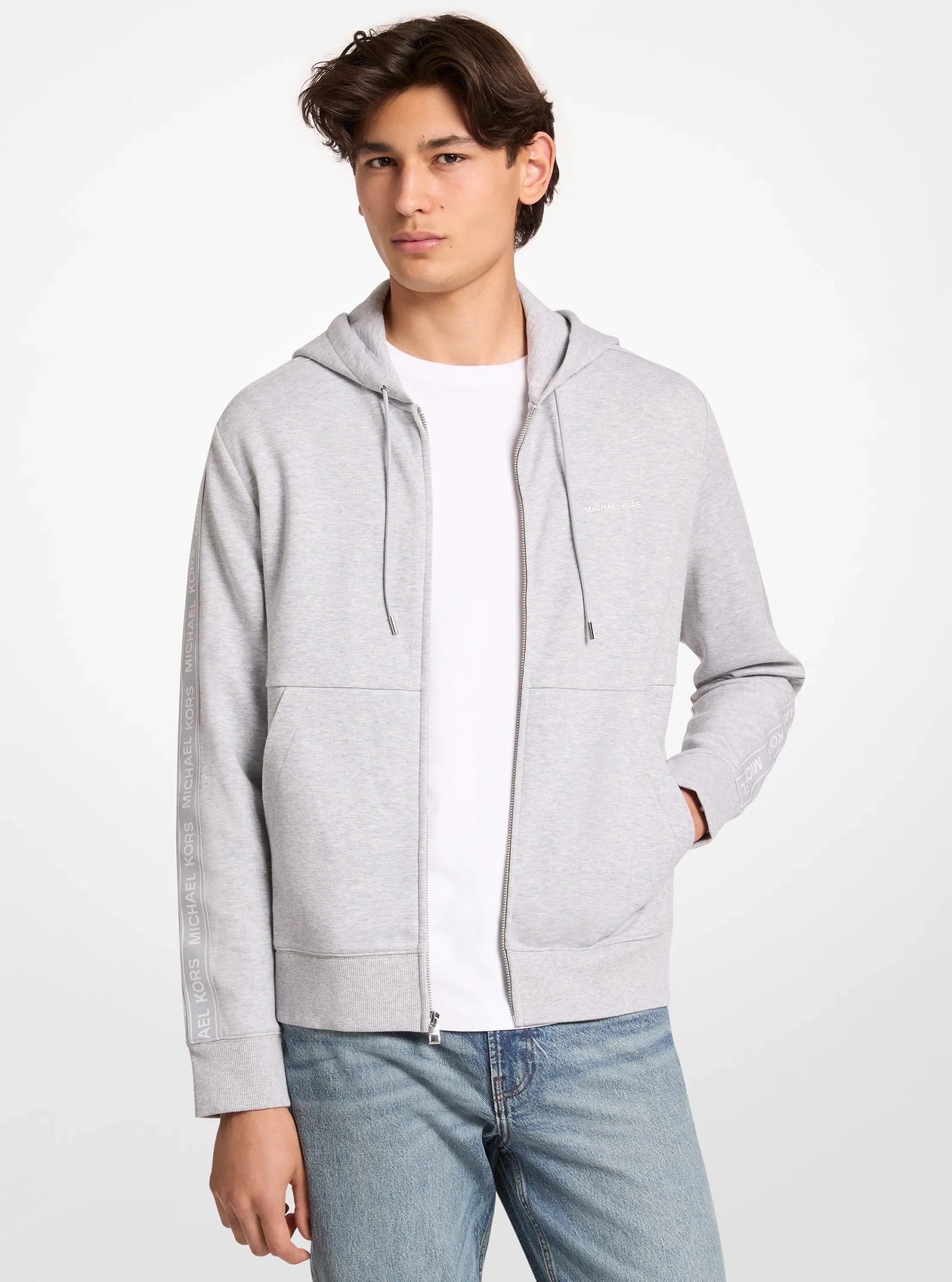 Michael Kors Logo Tape Cotton Blend Zip-Up Hoodie - Preorder - Image 3