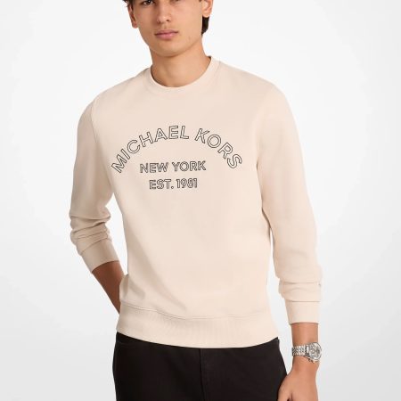 Michael Kors Logo Cotton Blend Crewneck Sweater - Preorder — Lt Cream