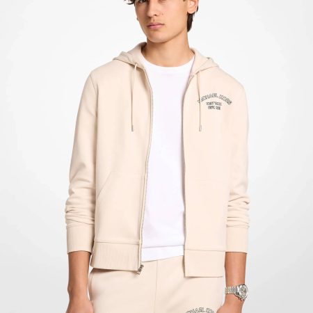 Michael Kors Logo Cotton Blend Zip-Up Hoodie - Preorder — Lt Cream