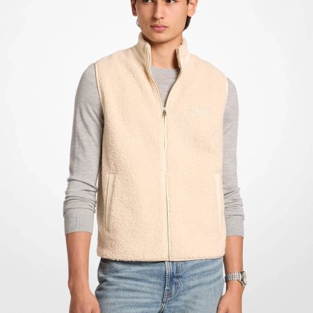 Michael Kors Sherpa Zip-Up Vest - Preorder — Lt Cream