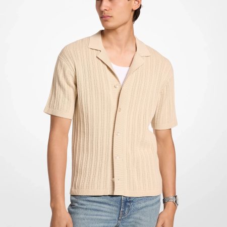 Michael Kors Textured Knit Polo Shirt - Preorder — Lt Cream