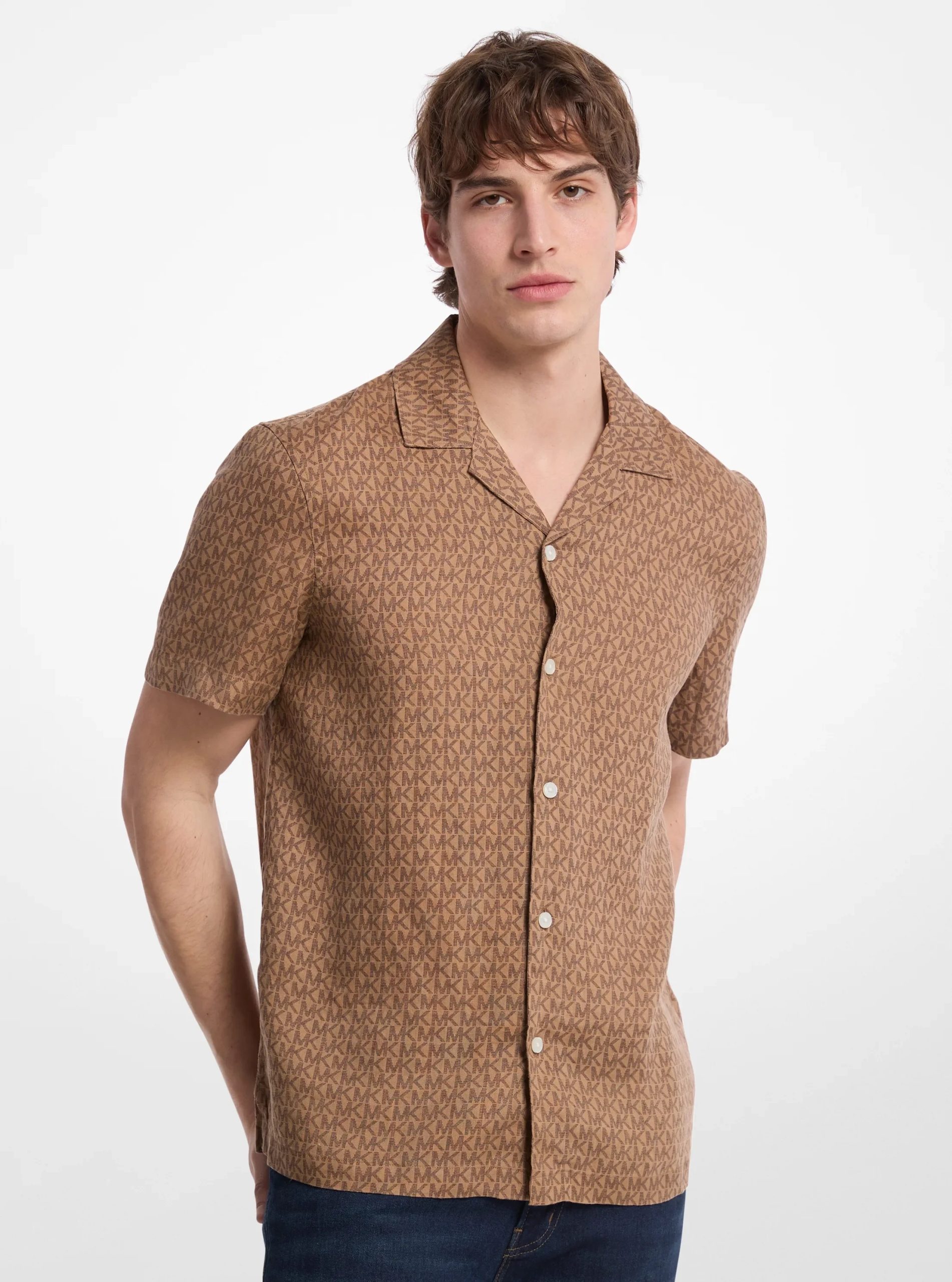 Michael Kors Signature Logo Linen Camp Shirt - Preorder