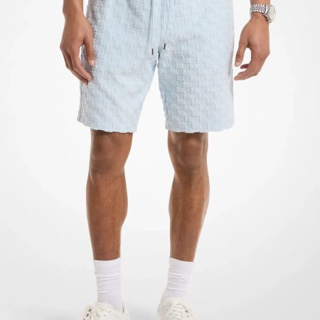 Michael Kors Logo Jacquard Terry Shorts - Preorder — Pastel Blue