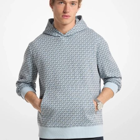 Michael Kors Signature Logo Cotton Blend Hoodie - Preorder — Pastel Blue
