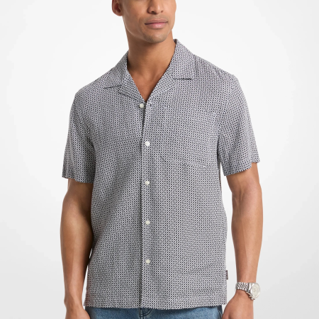 Michael Kors Tile Print Linen Shirt - Preorder — Midnight