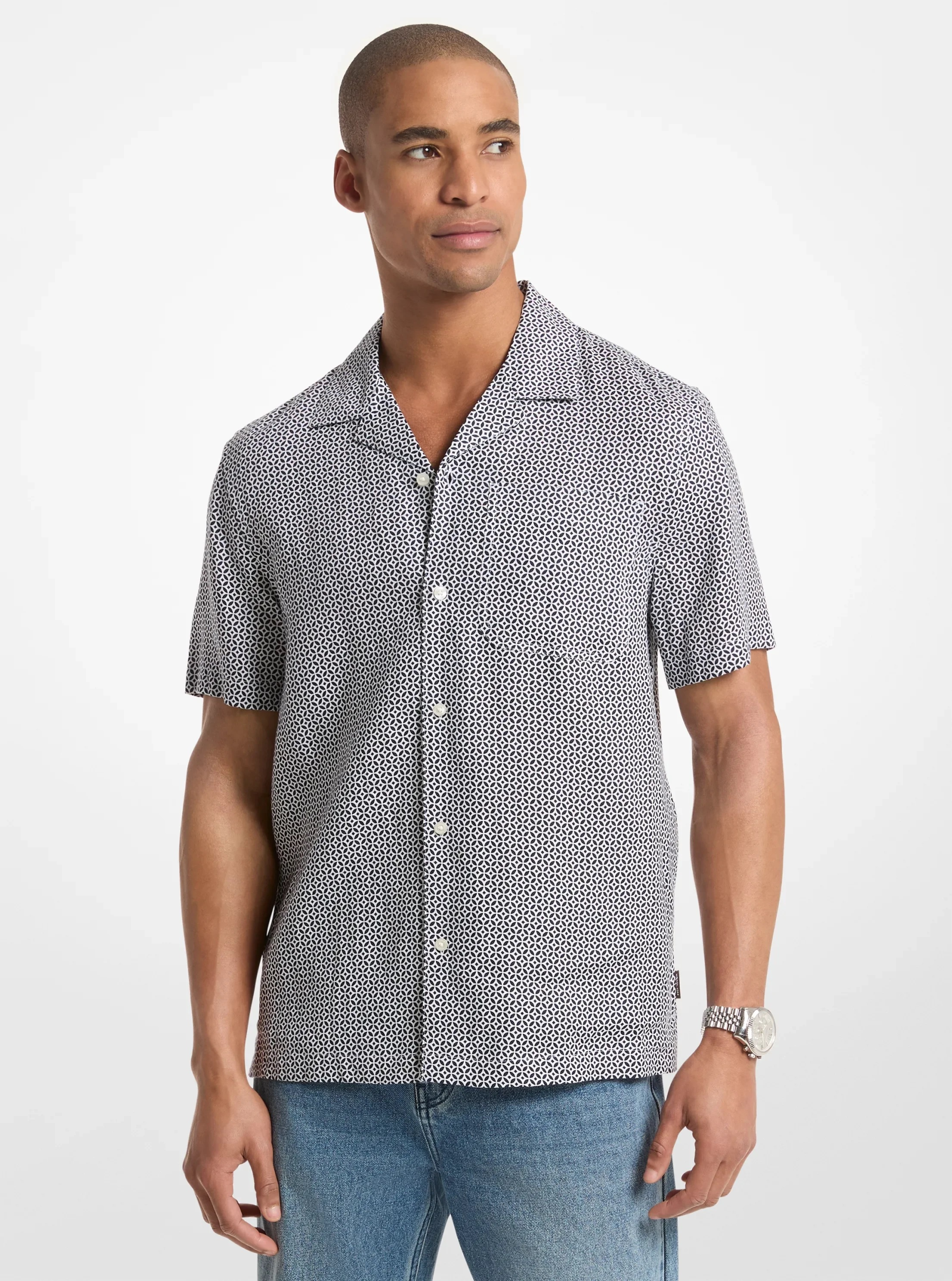 Michael Kors Tile Print Linen Shirt - Preorder