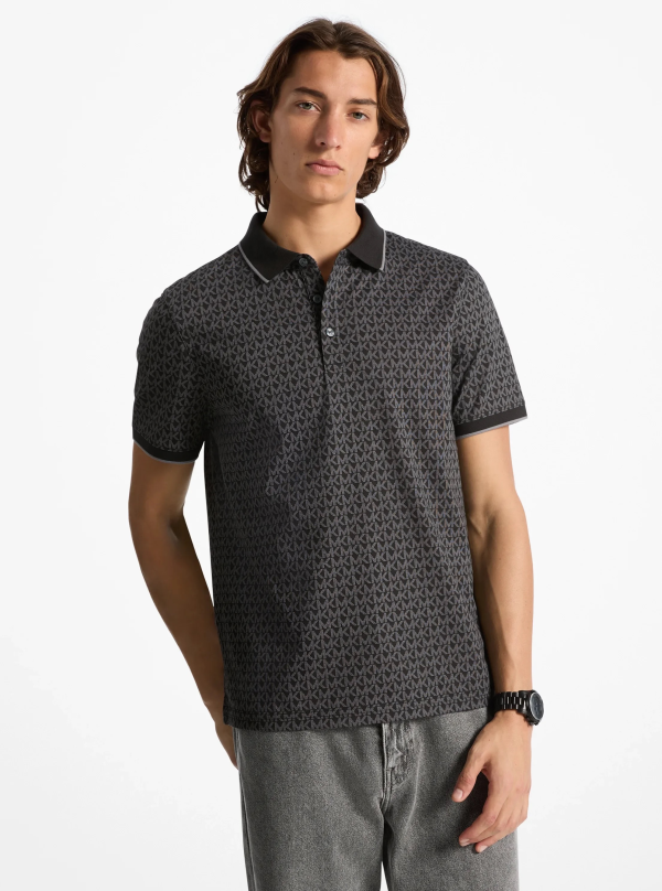 Michael Kors Greenwich Signature Logo Print Cotton Polo Shirt - Preorder