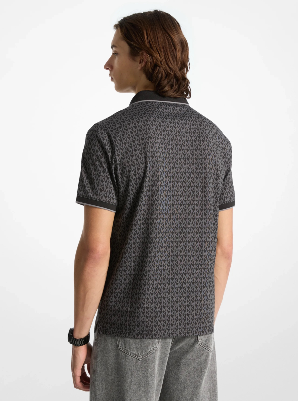 Michael Kors Greenwich Signature Logo Print Cotton Polo Shirt - Preorder