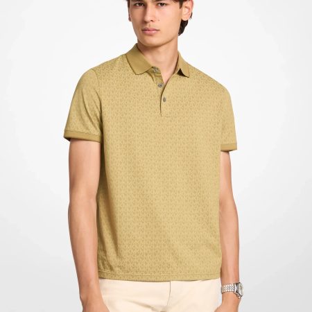 Michael Kors Greenwich Signature Logo Print Cotton Polo Shirt - Preorder — Oregano