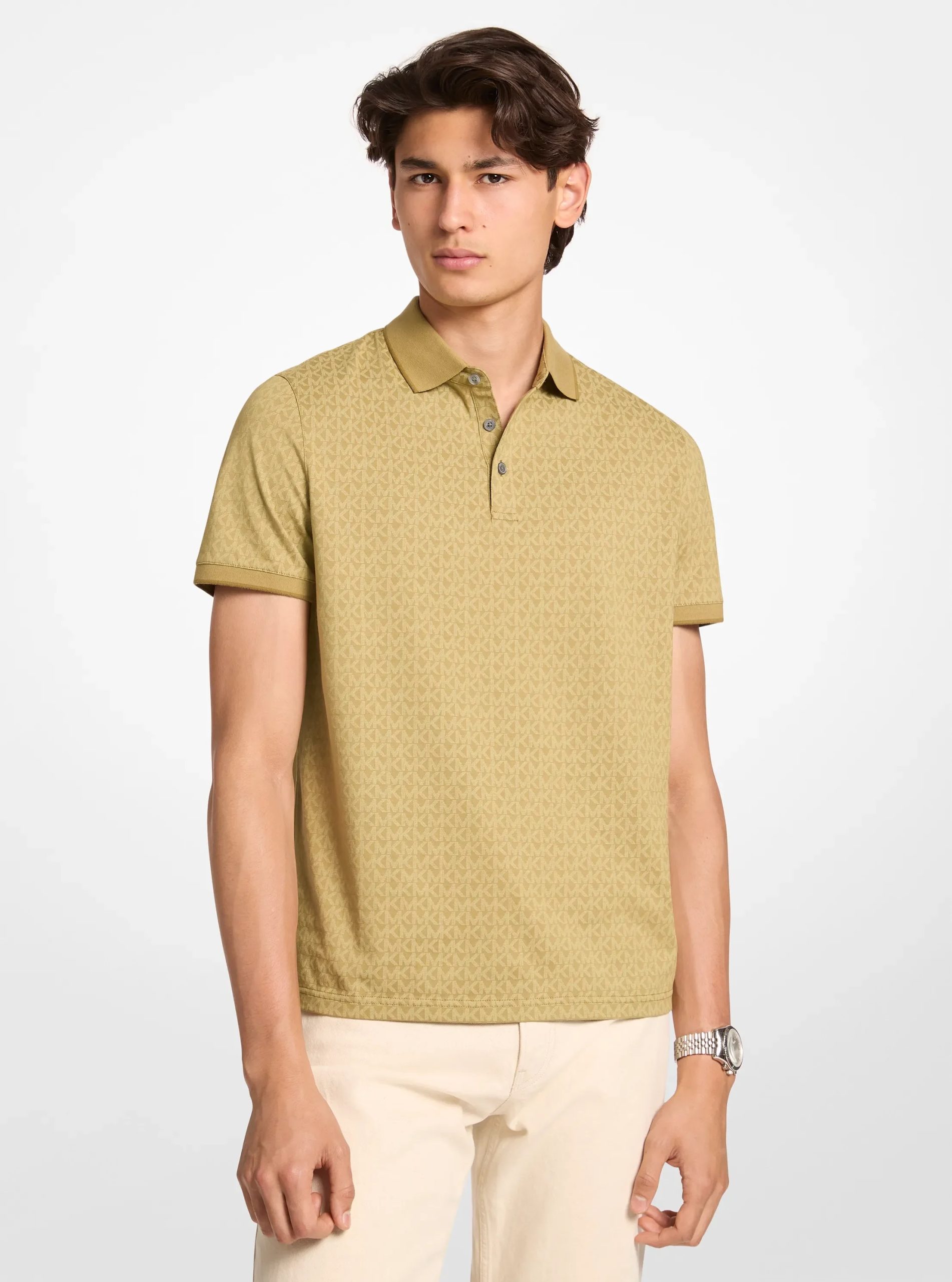 Michael Kors Greenwich Signature Logo Print Cotton Polo Shirt - Preorder