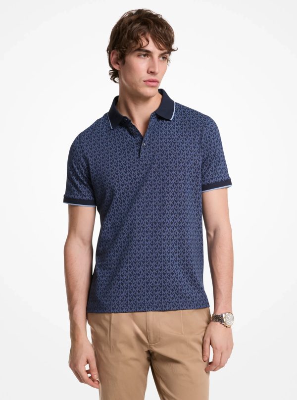Michael Kors Greenwich Signature Logo Print Cotton Polo Shirt - Preorder