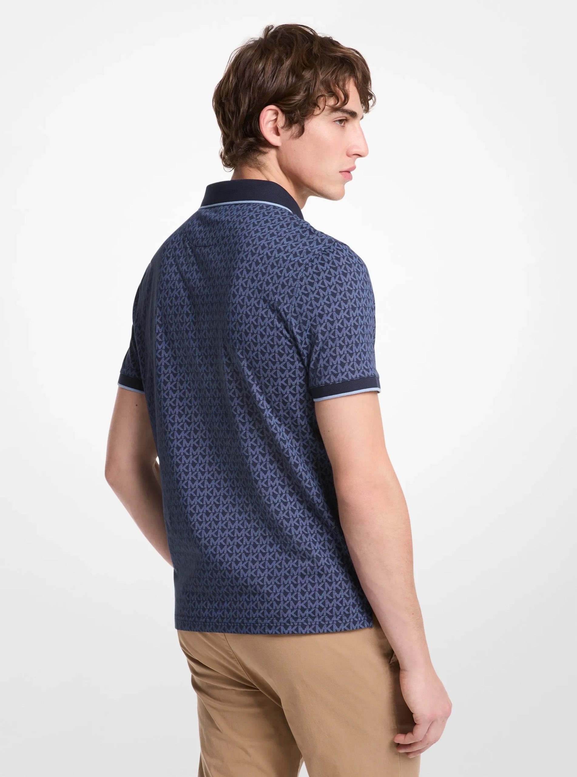 Michael Kors Greenwich Signature Logo Print Cotton Polo Shirt - Preorder