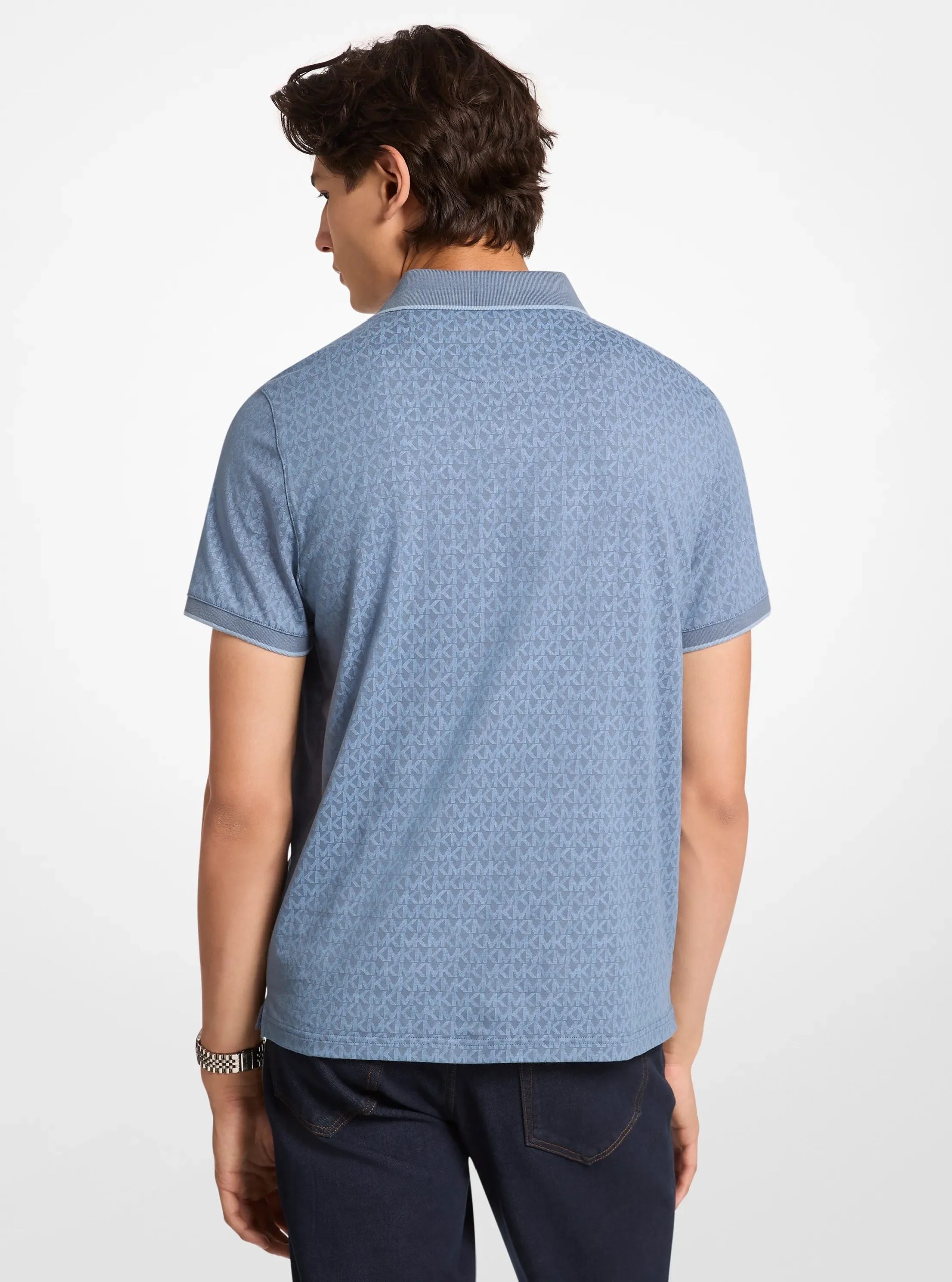 Michael Kors Greenwich Signature Logo Print Cotton Polo Shirt - Preorder