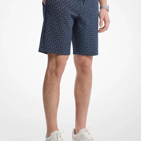 Michael Kors Signature Logo Cotton Blend Shorts - Preorder — Midnight