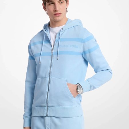 Michael Kors Logo Garment-Dyed Cotton Zip Up Hoodie - Preorder — Light Sky