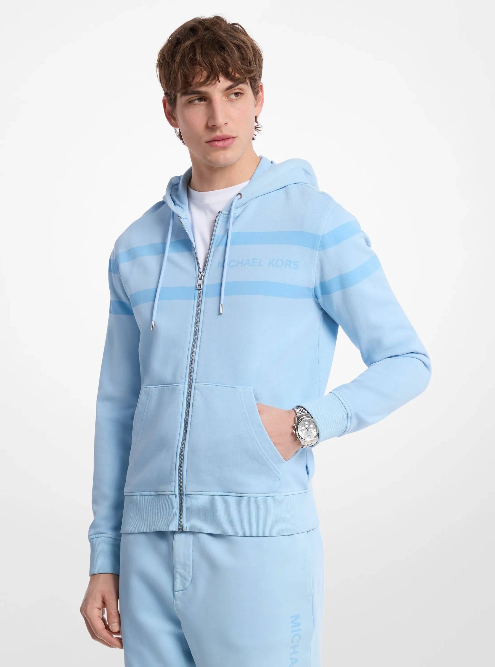 Michael Kors Logo Garment-Dyed Cotton Zip Up Hoodie - Preorder
