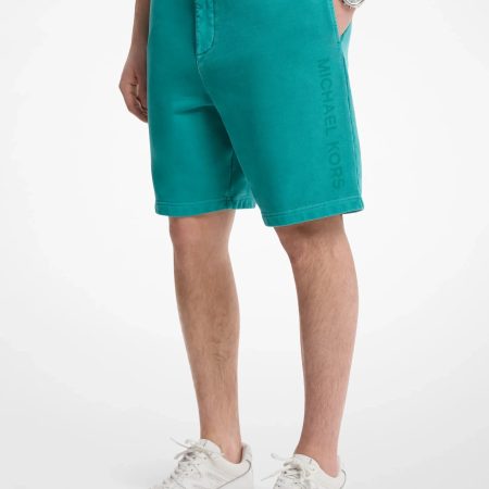 Michael Kors Garment-Dyed Cotton Shorts - Preorder — Grass Green