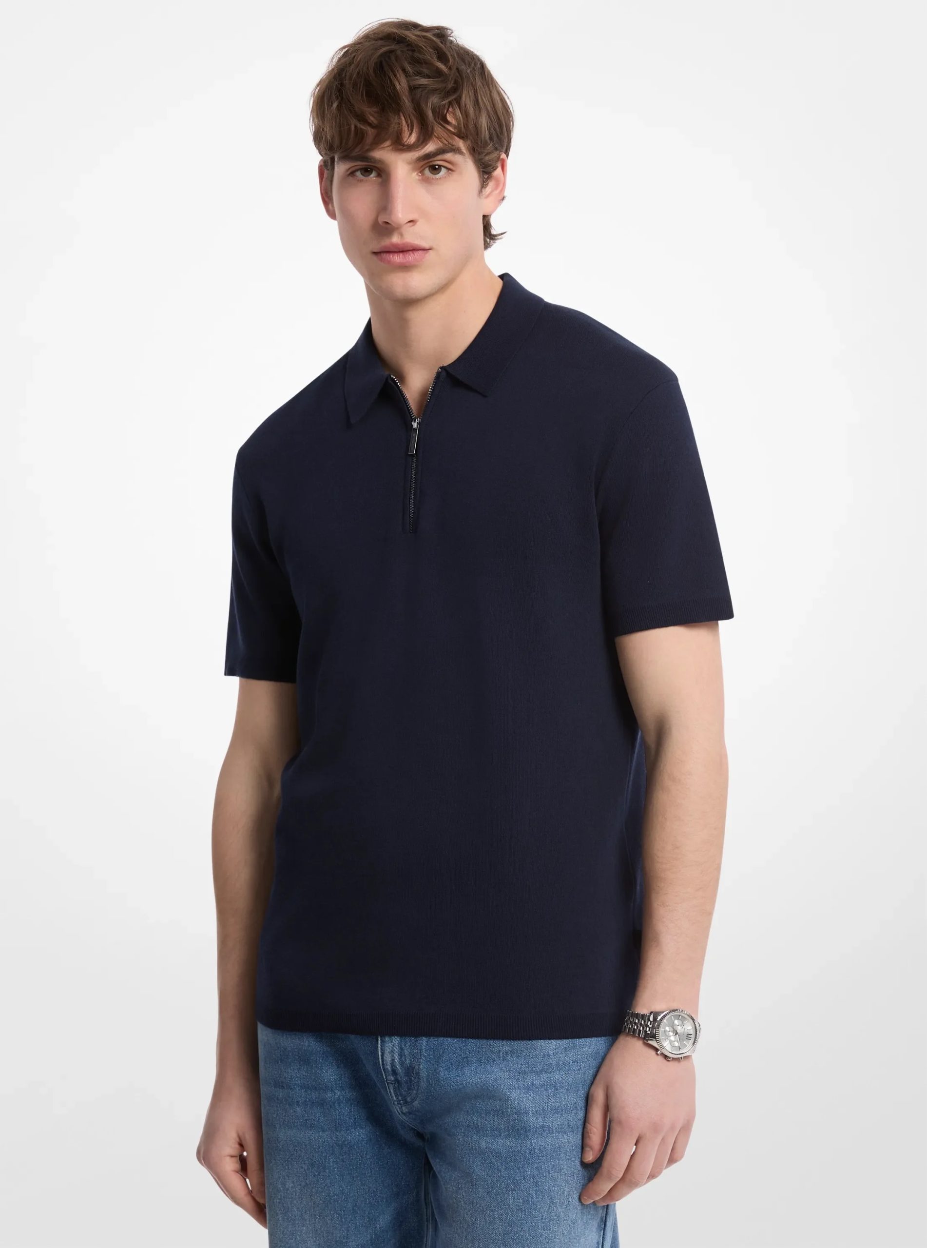 Michael Kors Cotton Zip-Up Polo Shirt - Preorder