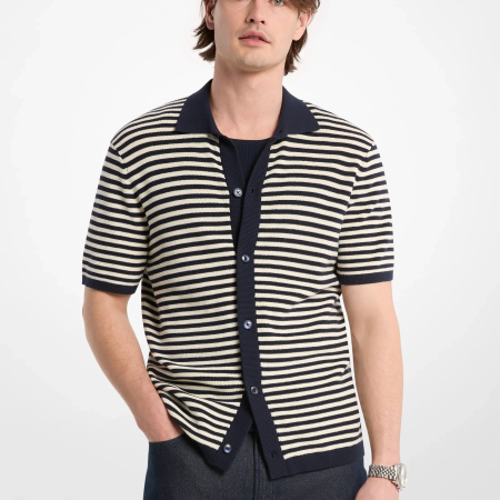 Michael Kors Striped Knit Shirt - Preorder — Lt Cream