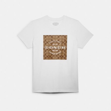 Coach Outlet Signature T-Shirt In Organic Cotton - Preorder — White