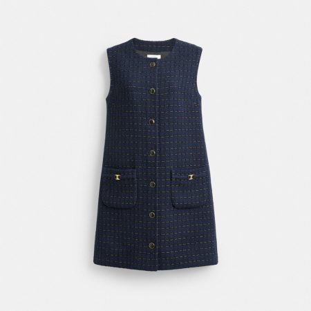Coach Outlet Heritage C Boucle Dress - Preorder — Navy