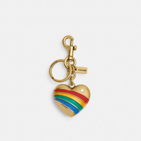 Coach Outlet Heart Bag Charm - Preorder — Brass/Multi
