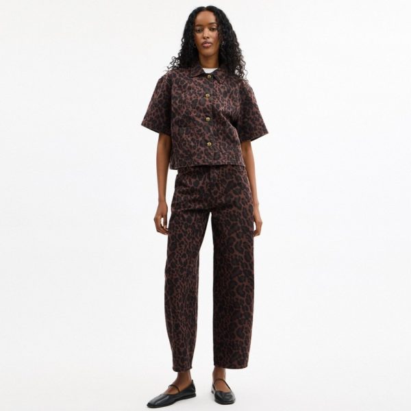Coach Outlet Leopard Print Denim Short Sleeve Top - Preorder