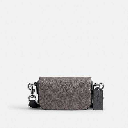 Coach Flap Crossbody Bag In Signature Canvas - Preorder — Grey Signature