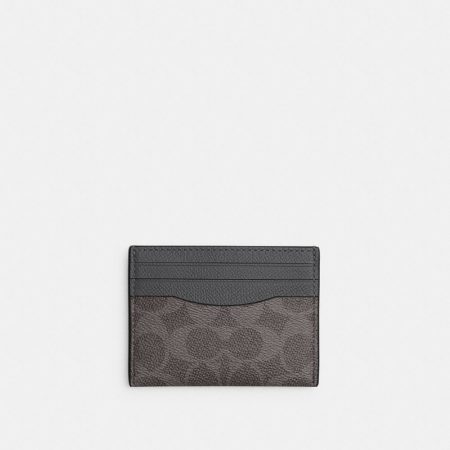 Coach Card Case In Signature Canvas - Preorder — Grey Signature