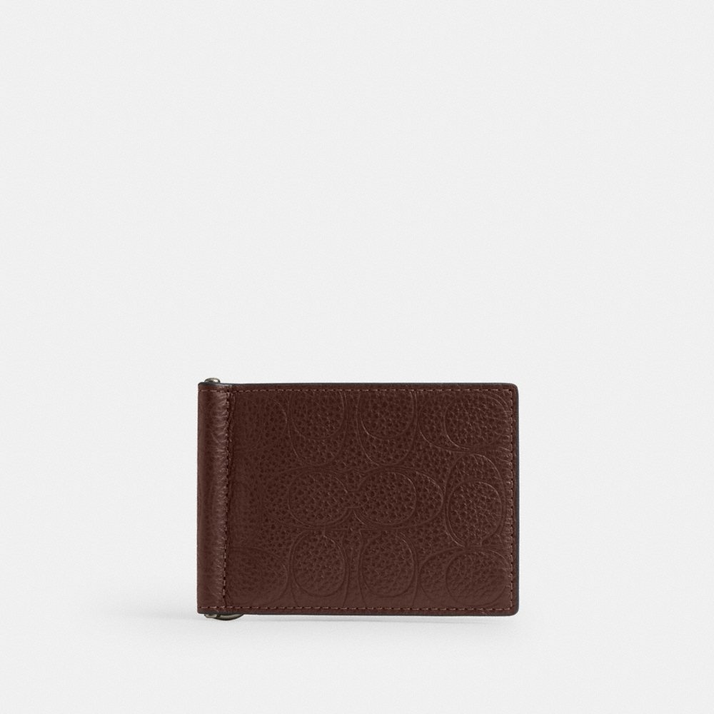 Coach Outlet Slim Money Clip Billfold Wallet In Signature Leather - Preorder