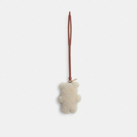 Coach Outlet Bear Puffy Bag Charm In Shearling - Preorder — Brass/Beige
