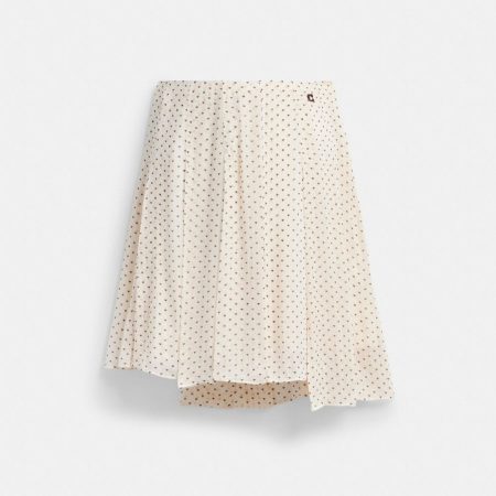 Coach Outlet Printed Asymmetrical Pleated Skirt - Preorder — Cream Multi